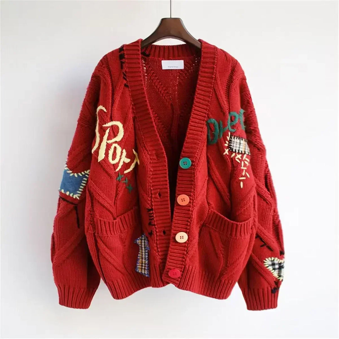 Zoe Embroidered Cardigan — close-up view