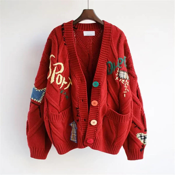 Zoe Embroidered Cardigan — close-up view