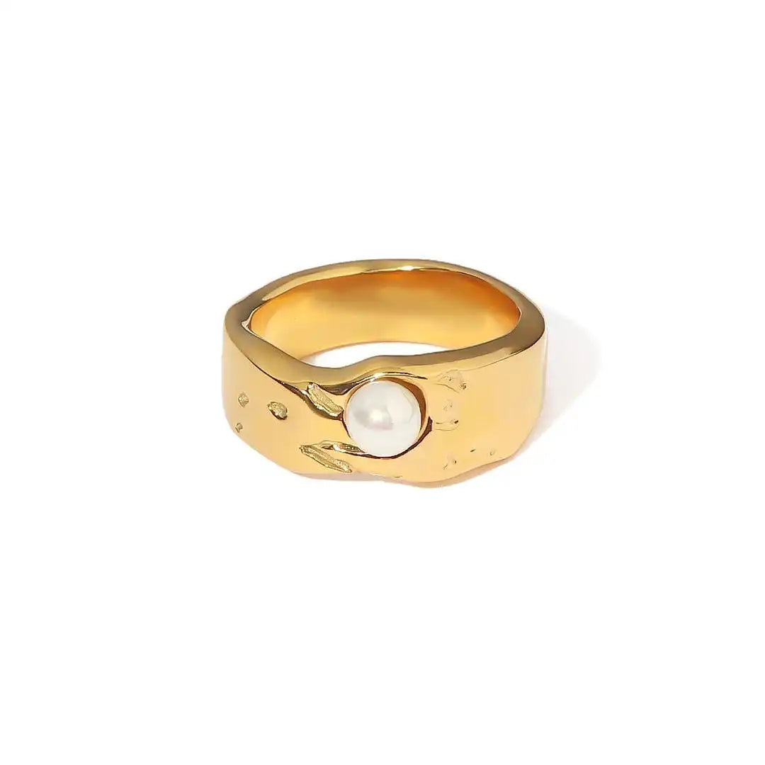 Ring worn on a model's hand