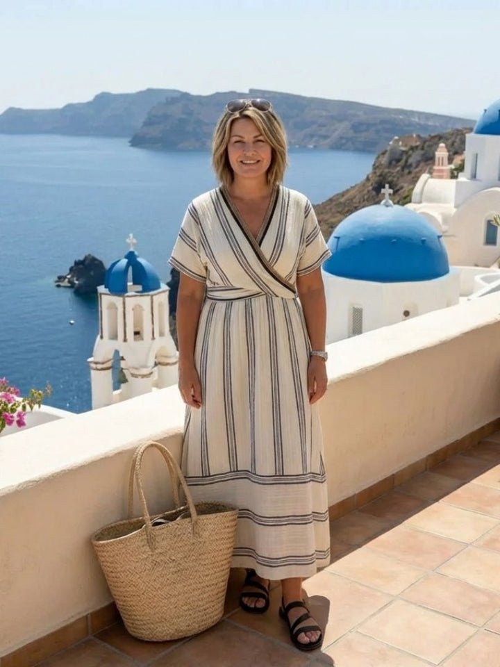 Thalassa Wrap Midi Dress — detail view