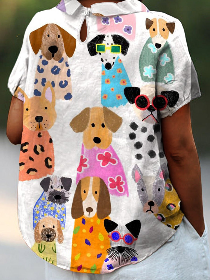 Tilly Dog Print Shirt — styled shot