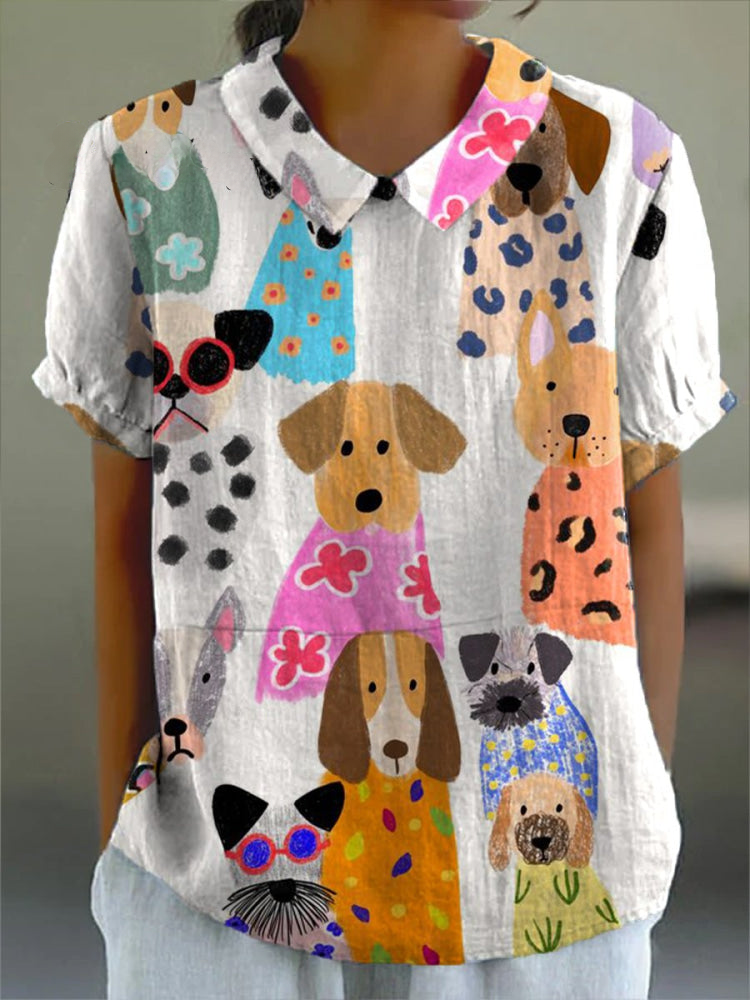 Tilly Dog Print Shirt — styled shot