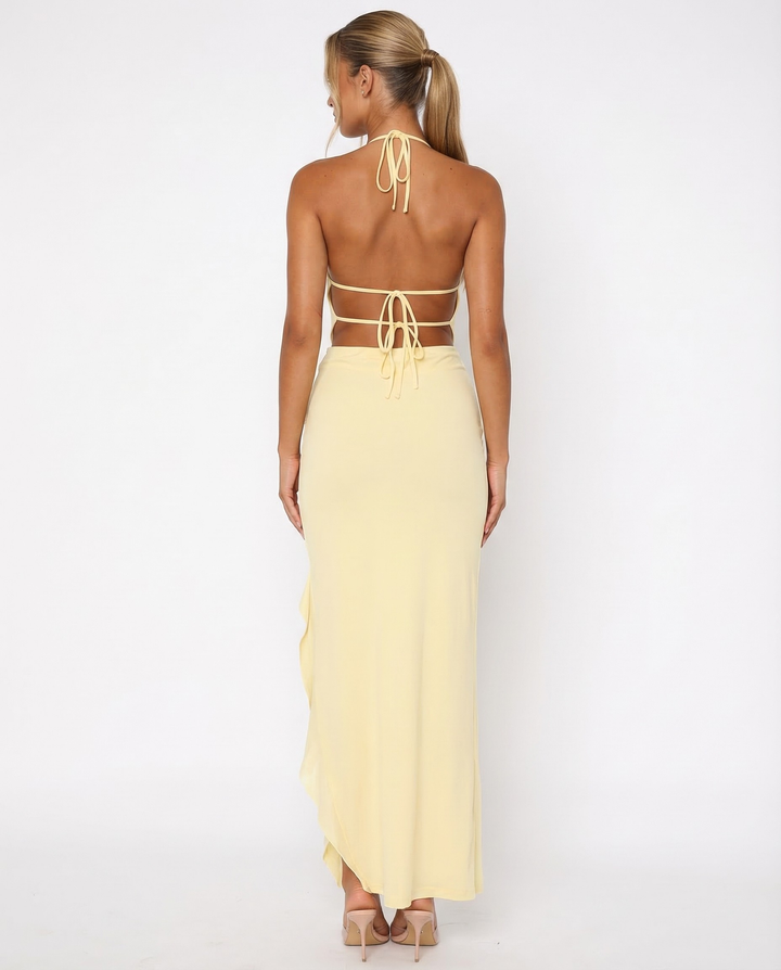 Cherry Crush Maxi Dress - women's maxi dress, waist detail