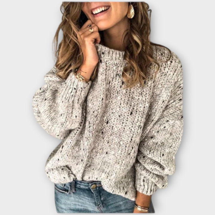 Jayzelle | Women's Balloon Sleeve Marled Knit Sweater