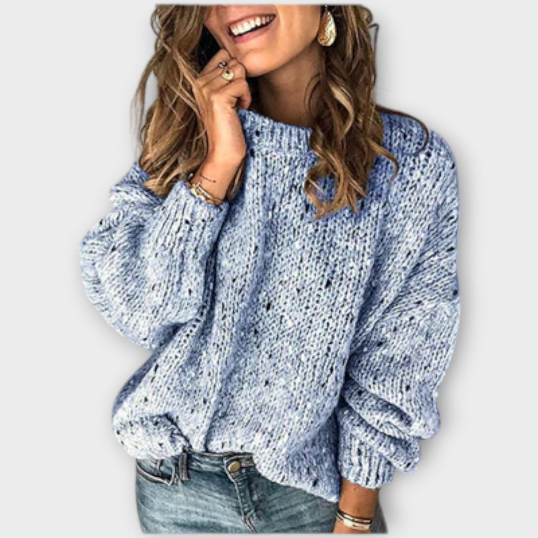 Jayzelle | Women's Balloon Sleeve Marled Knit Sweater