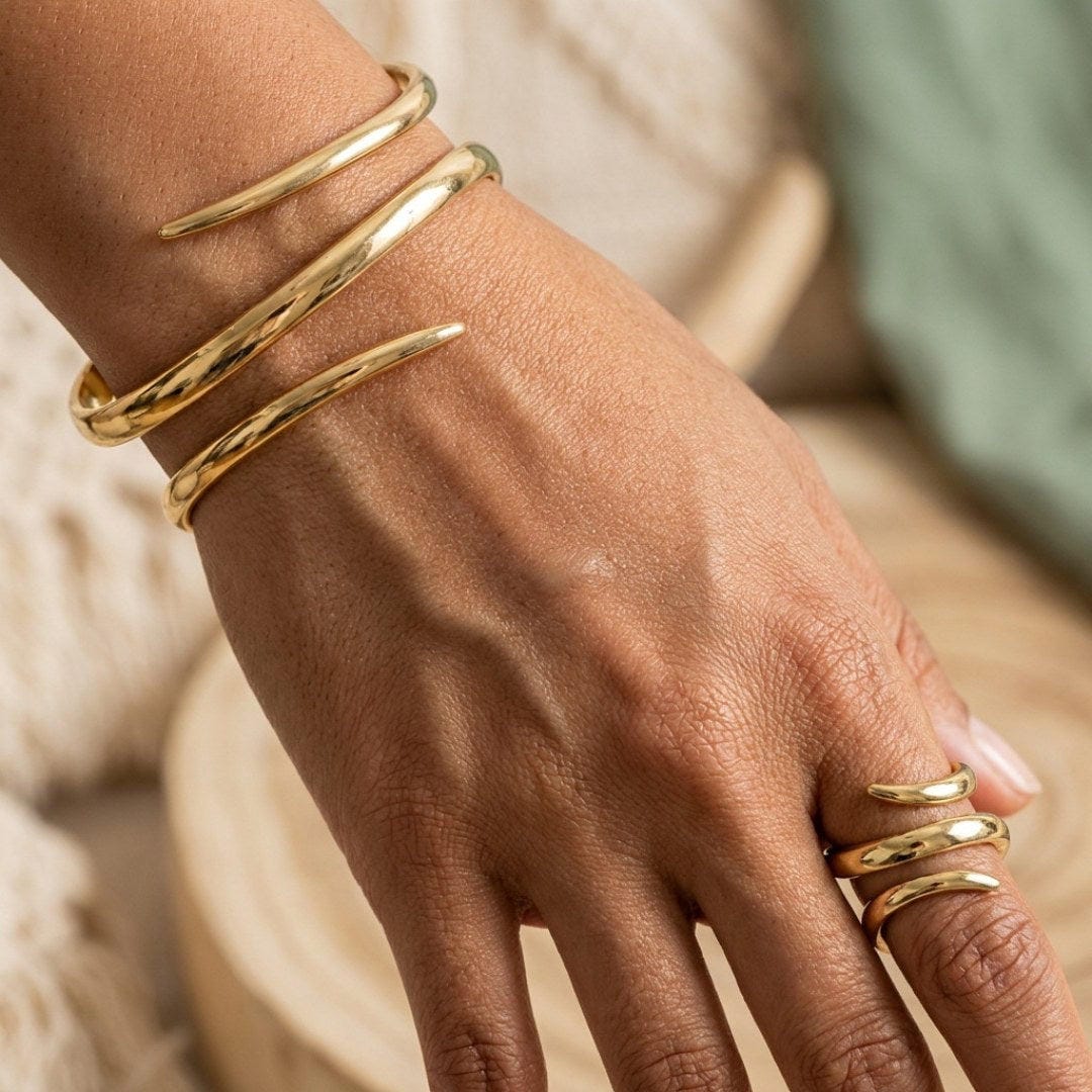 Main shot of the snake bracelet and ring set
