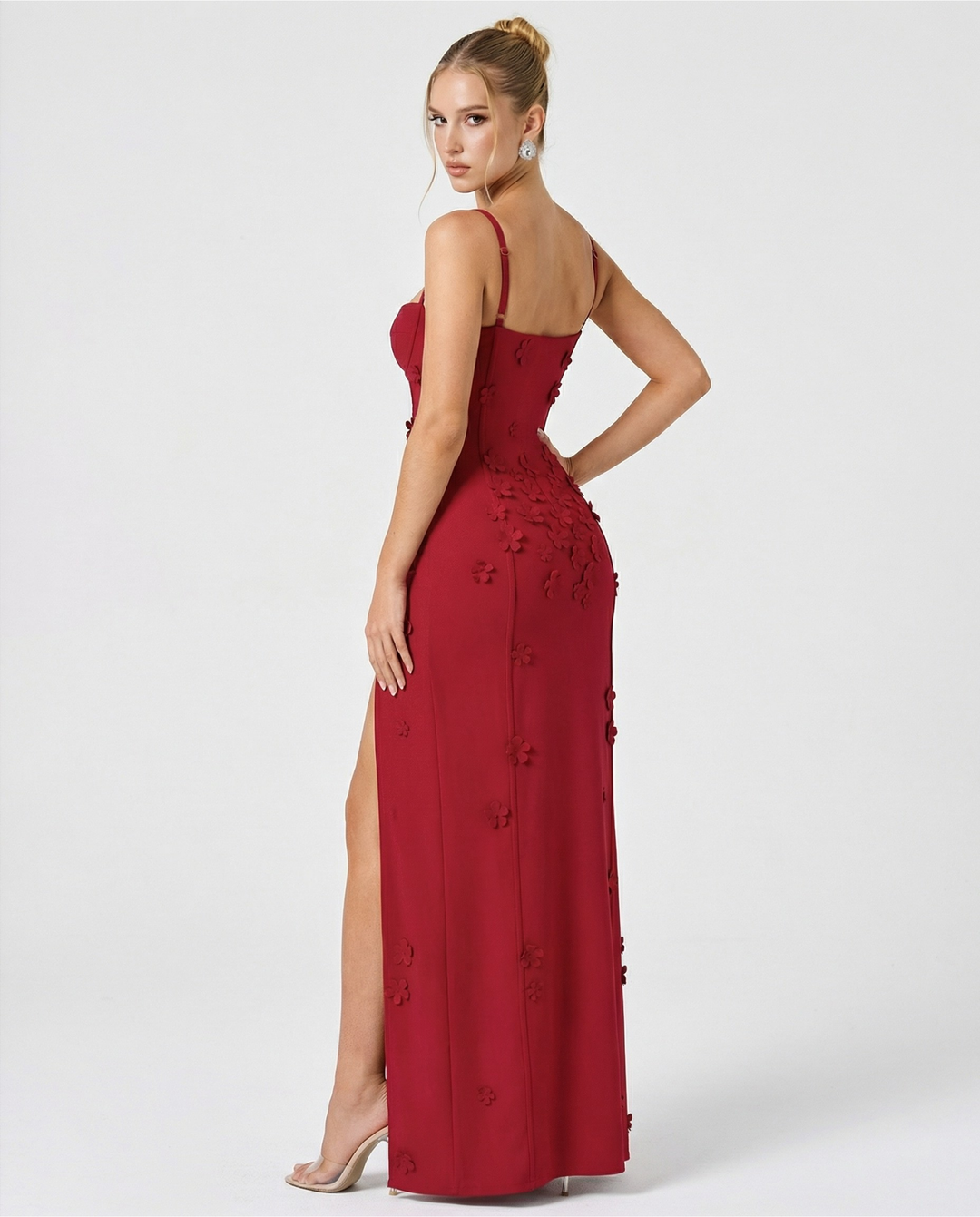 ARIA Luna Slit Maxi Dress - women's maxi dress, side view