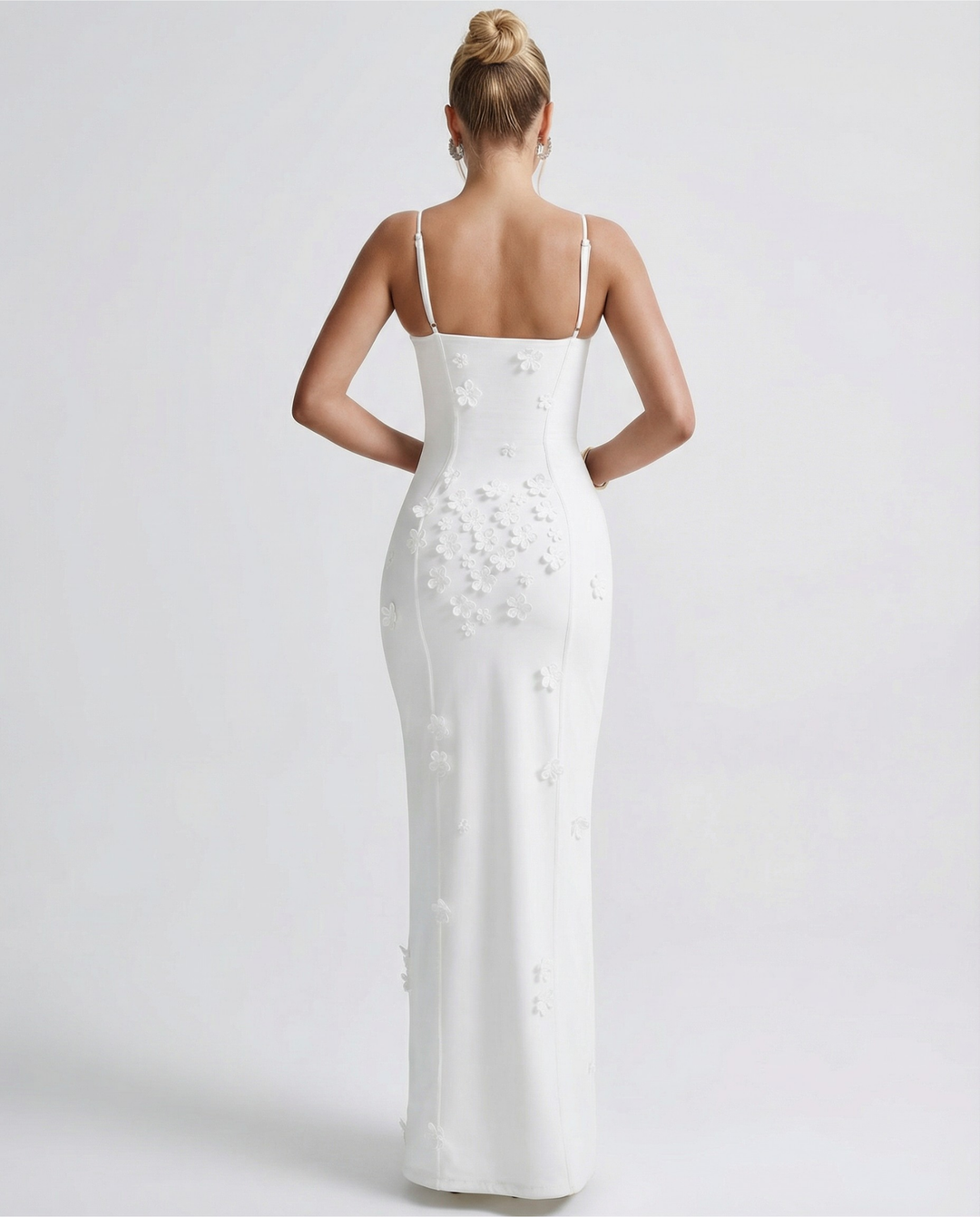 ARIA Luna Slit Maxi Dress - women's maxi dress, neckline detail