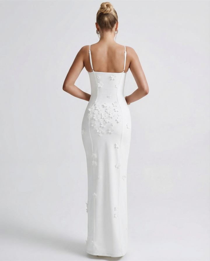 ARIA Luna Slit Maxi Dress - women's maxi dress, neckline detail