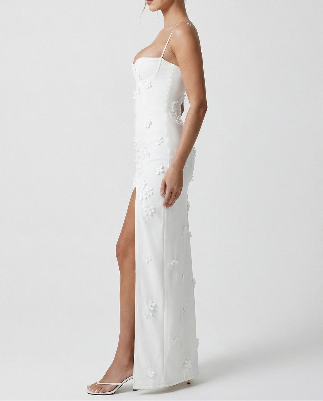 ARIA Luna Slit Maxi Dress - women's maxi dress, fabric detail
