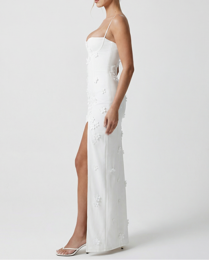 ARIA Luna Slit Maxi Dress - women's maxi dress, fabric detail