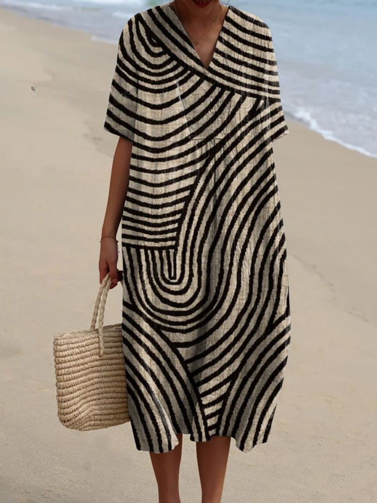 Geometric Circle Printed Maxi Dress — styled product shot