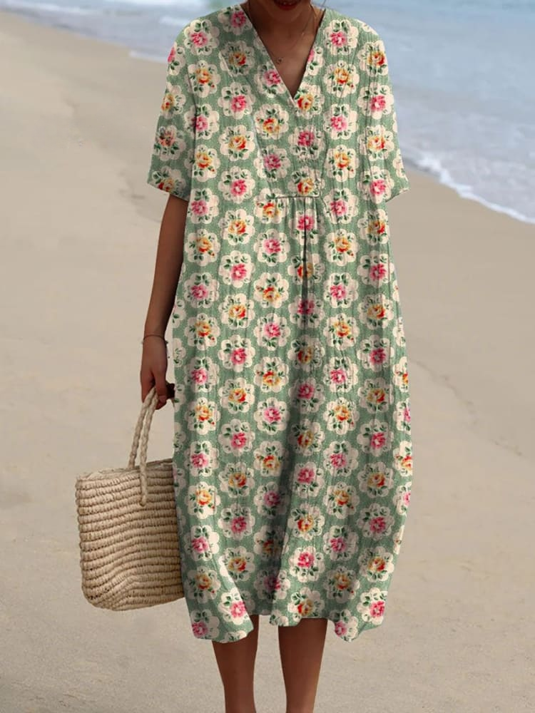 Quirine Printed Maxi Dress — styled product shot
