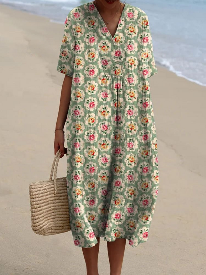 Quirine Printed Maxi Dress — styled product shot