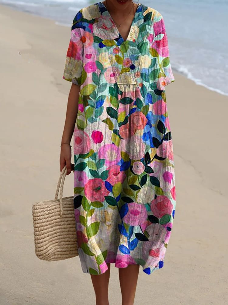 Wild Garden Vintage Floral Maxi Dress — styled product shot