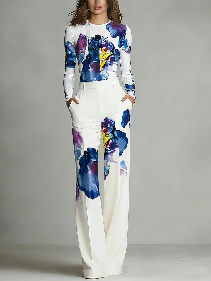 Zywia artistic print wide-leg set women – front view