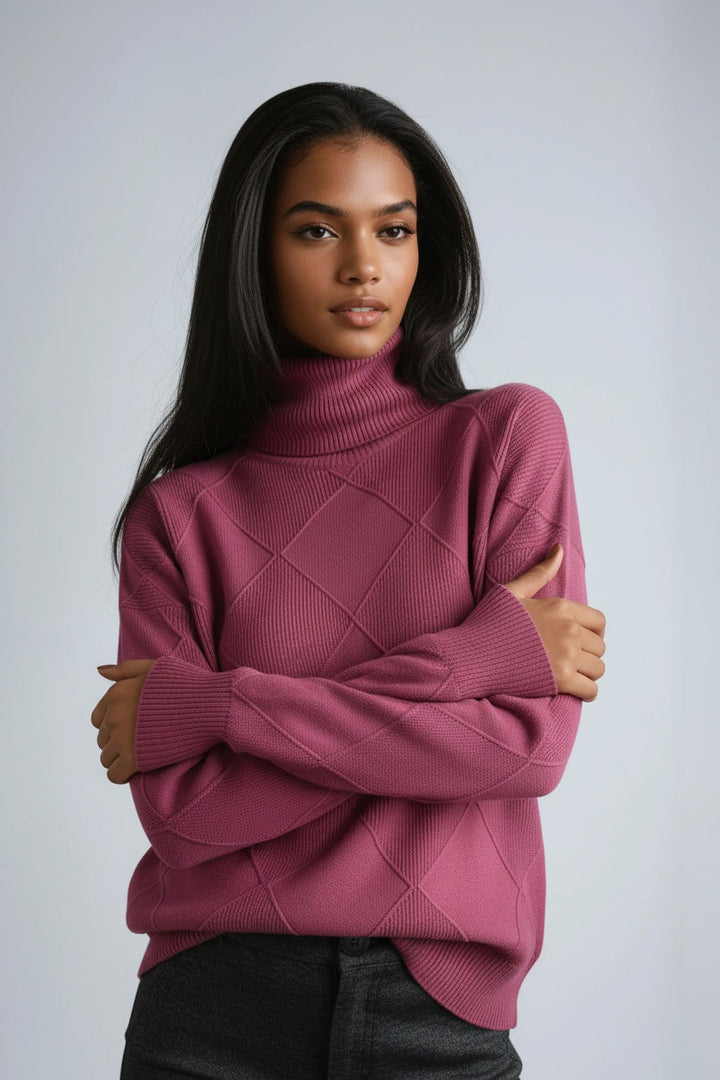 Sky | Turtleneck Sweater with Diamond Pattern