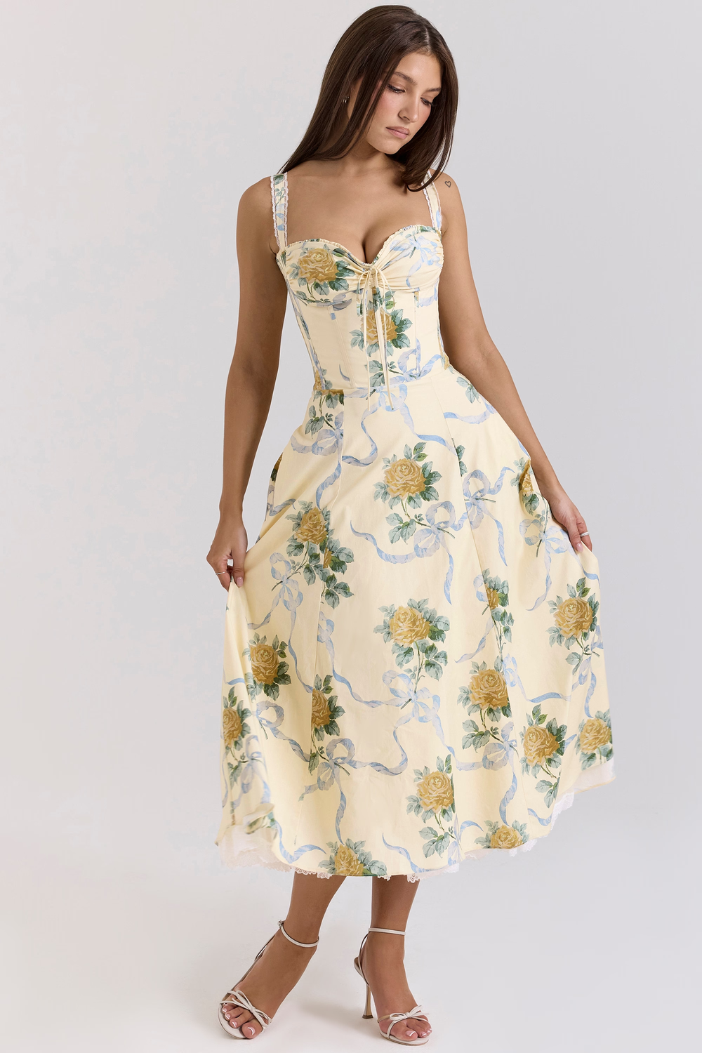 Abella Midi Dress sweetheart neckline detail