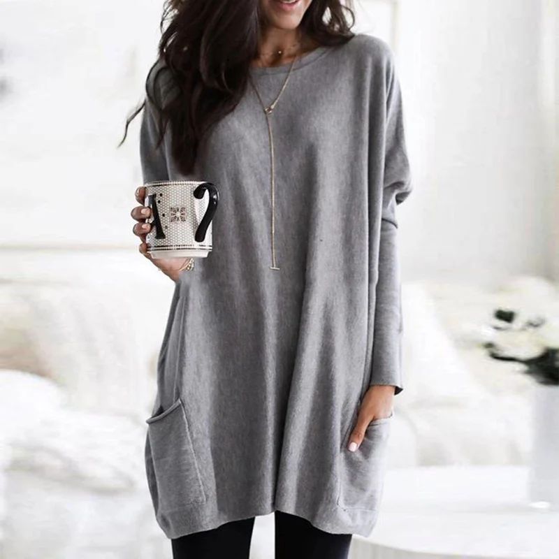 Sophia Casual Pocket Sweater — side view