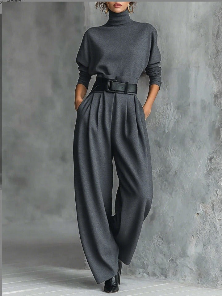 Nolya black co-ord outfit – ribbed turtleneck set