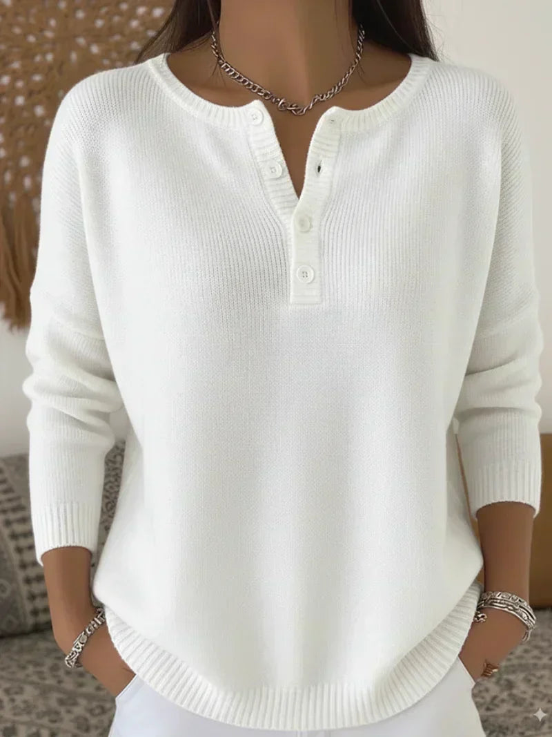 Helena™ | Women's Henley Button Knit Sweater