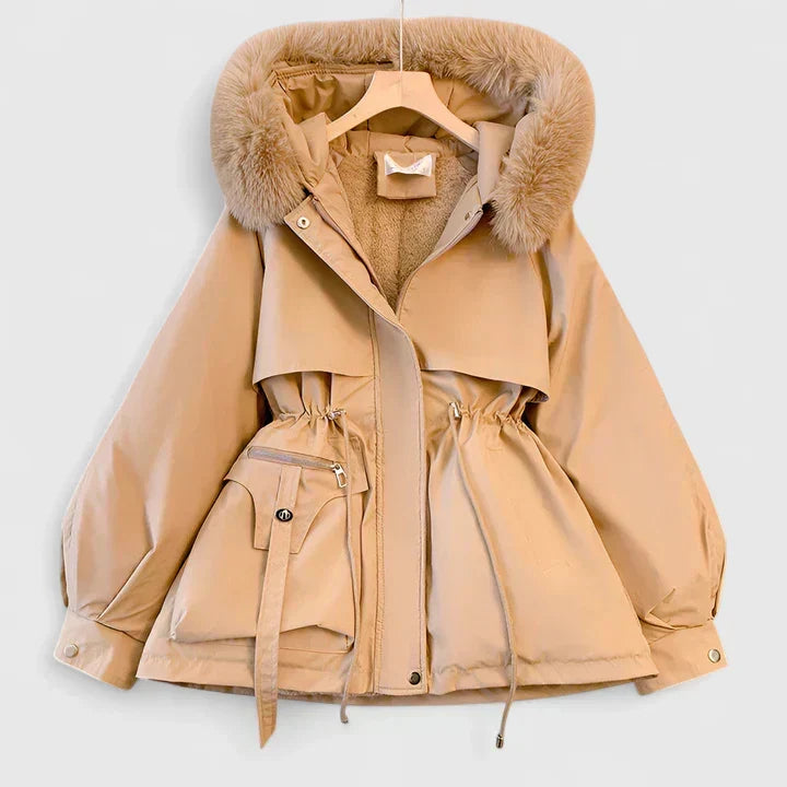 Aya | Women's Faux Fur Hood Parka Coat with Drawstring Waist