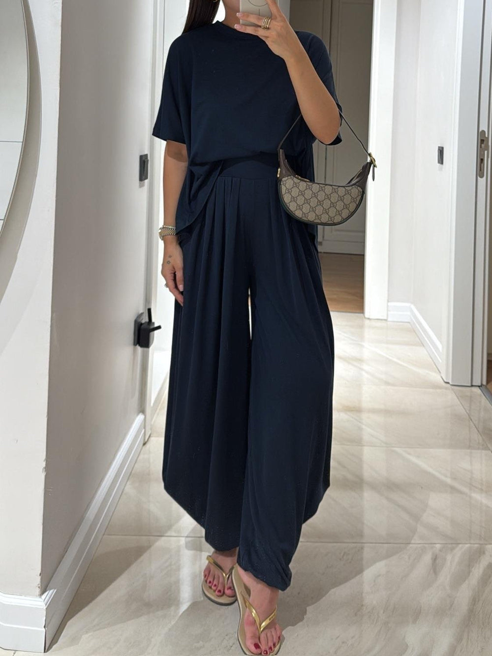 Women's casual matching pants set – side view