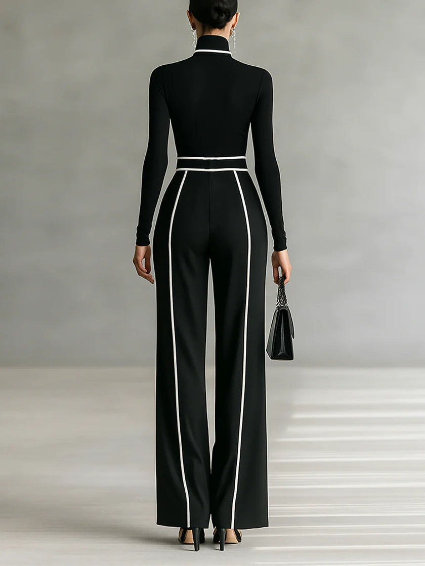 Women's elegant wide-leg pants outfit – side view