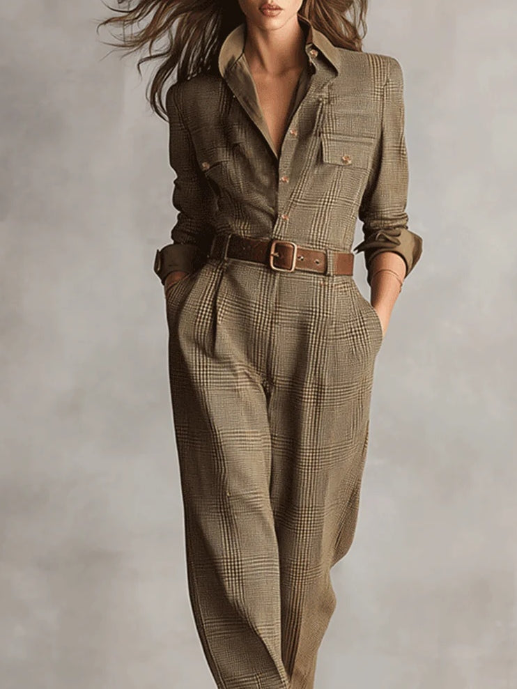 Women's tweed dungarees co-ord – side view