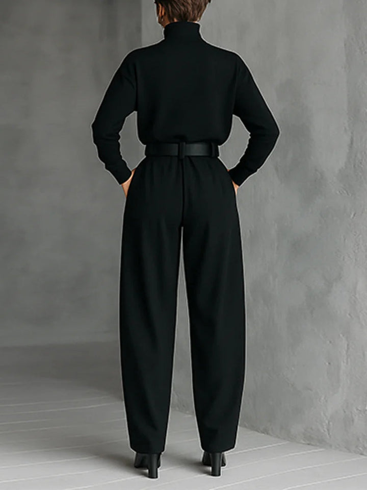 Women's elegant collar two-piece set – side view