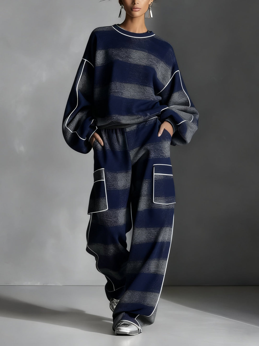 Warm knit matching set women – full length