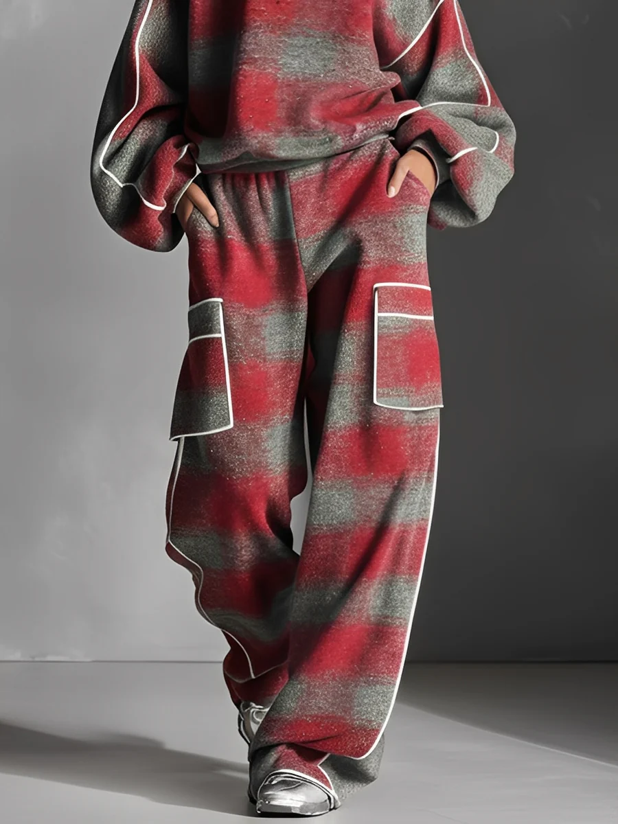 Women's warm two-piece knit outfit – side view