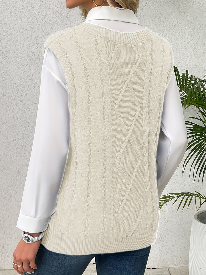 Wrenley | Women's Cable Knit V-Neck Sweater Vest