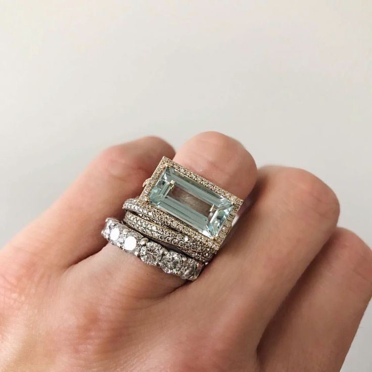 Elizabeth | Vintage Silver Turquoise Glass Ring Set