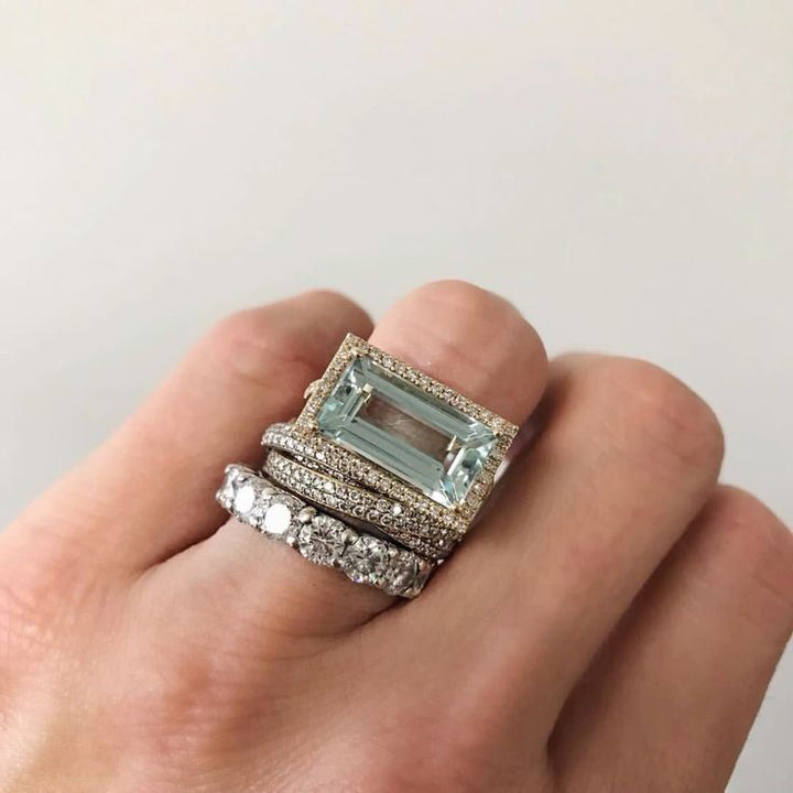 Elizabeth | Vintage Silver Turquoise Glass Ring Set