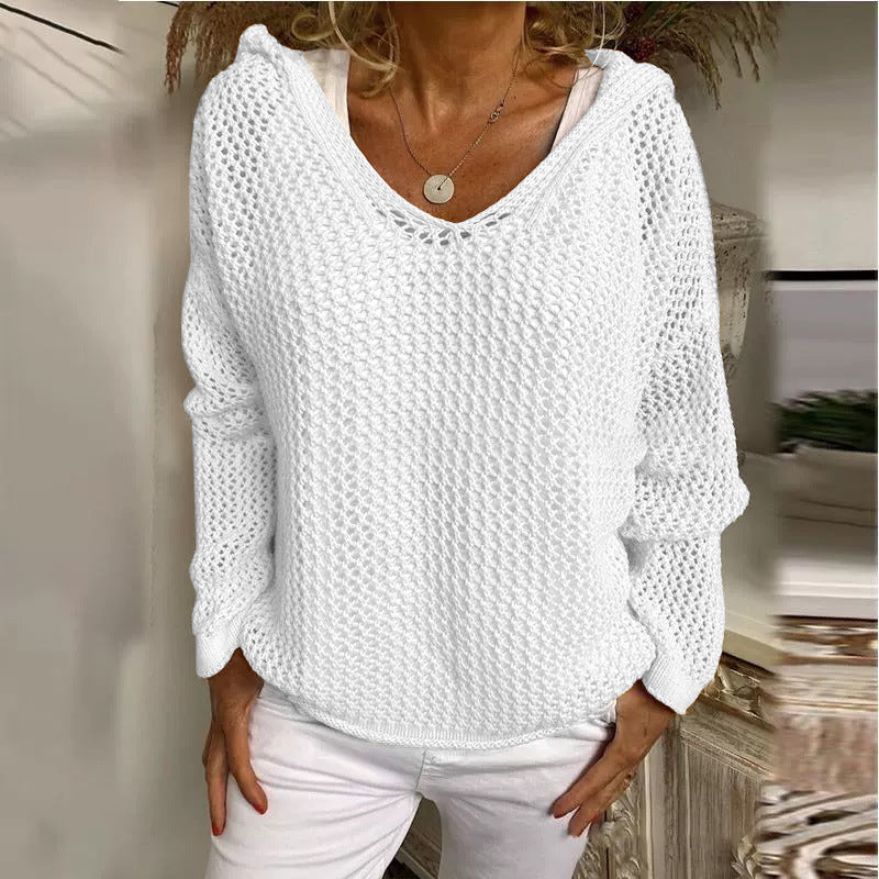 Winnifred | Women's Hooded Open Knit Crochet Sweater