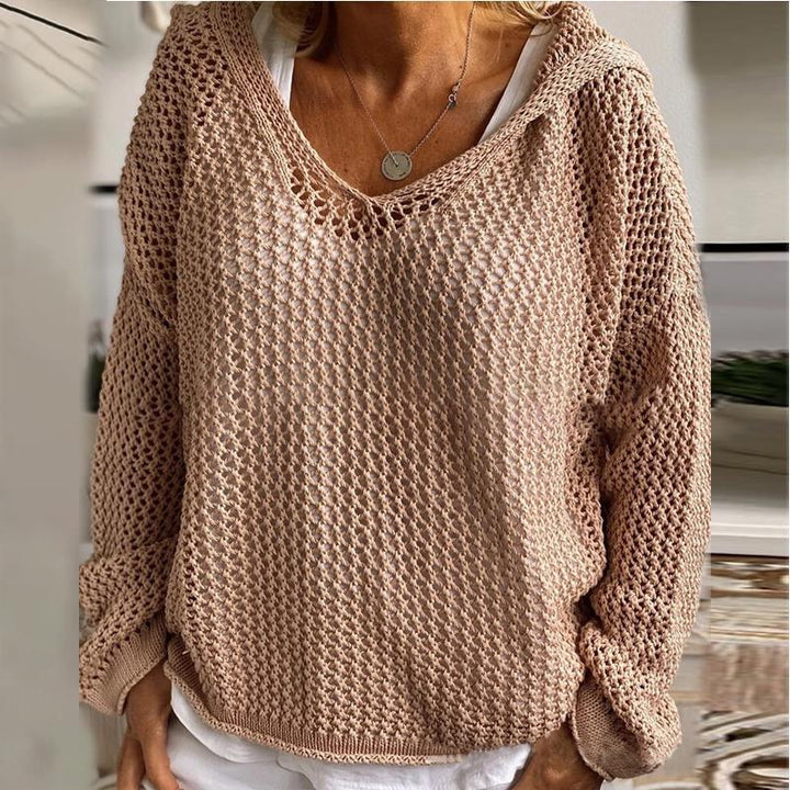 Winnifred | Women's Hooded Open Knit Crochet Sweater