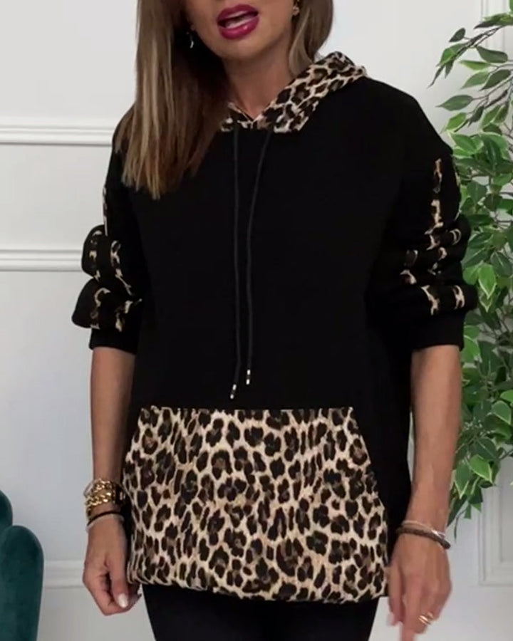 Alyssa Comfortable Casual Leopard Print Hoodie — detail view