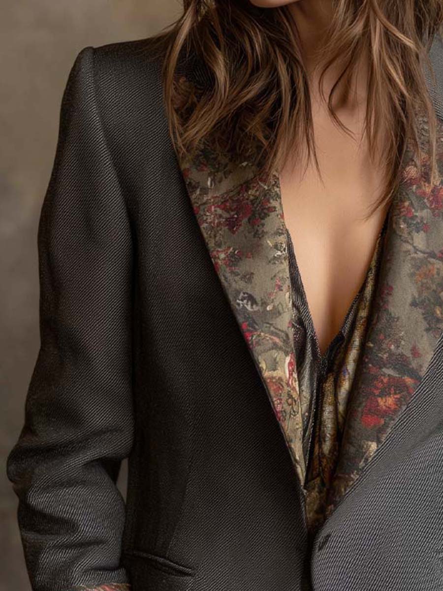 Vintage Floral Print Contrast Blazer | Harry & Kate London
