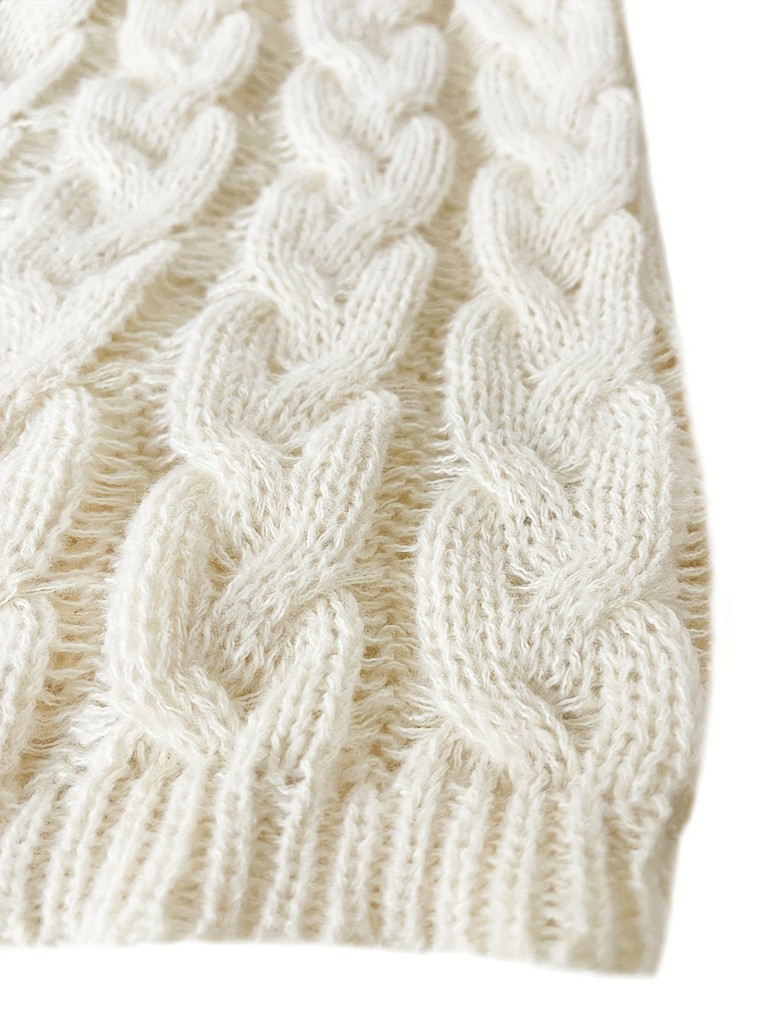 Adalyn | Women's Cable Knit V-Neck Sweater in Angola Mountain Wool