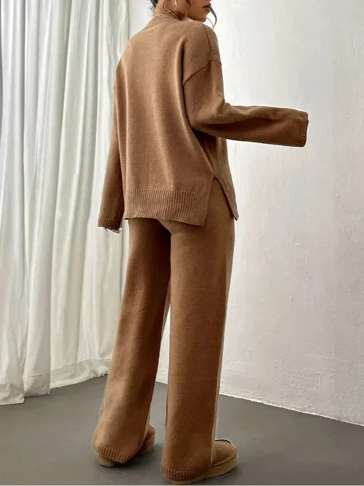 Lily Warm Ribbed Casual Pantsuit — back view