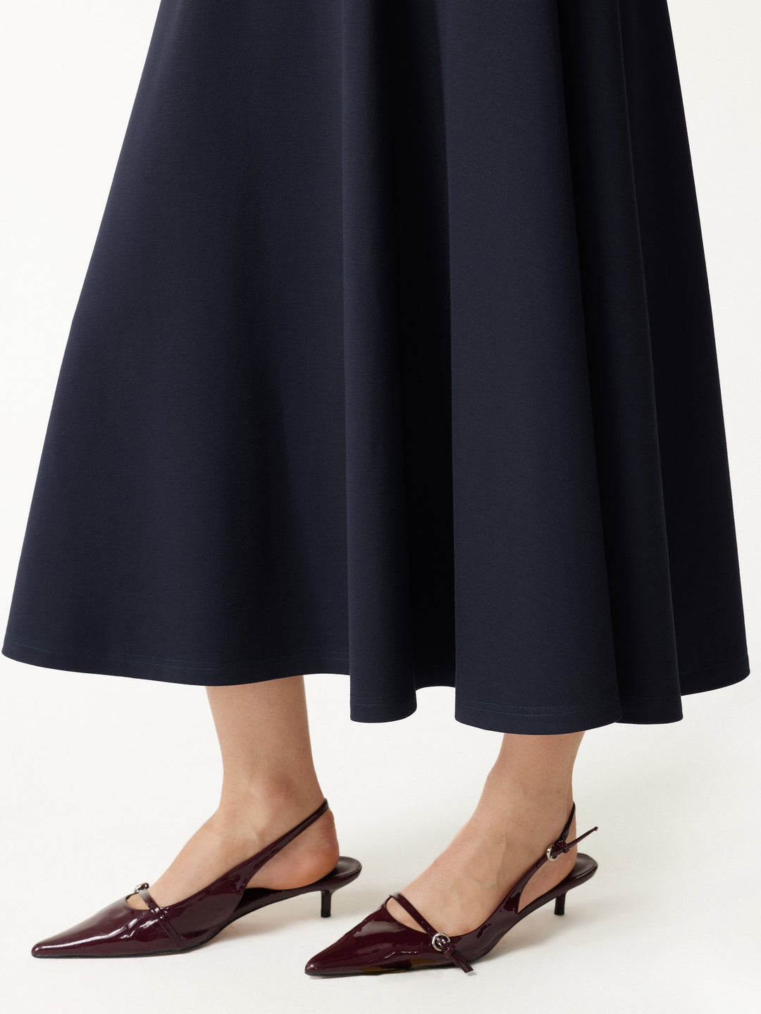 Office Staple Ponte High-Rise Circle Midi Skirt with Pockets