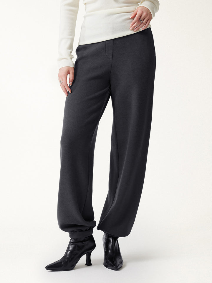 2Pcs Set Waterfall Lapel Belted Jacket with Pockets & Mid-Rise Balloon Pants with Pockets