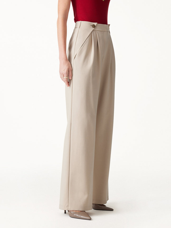 Ponte High-Rise Wide-Leg Gusset Pants with Pockets