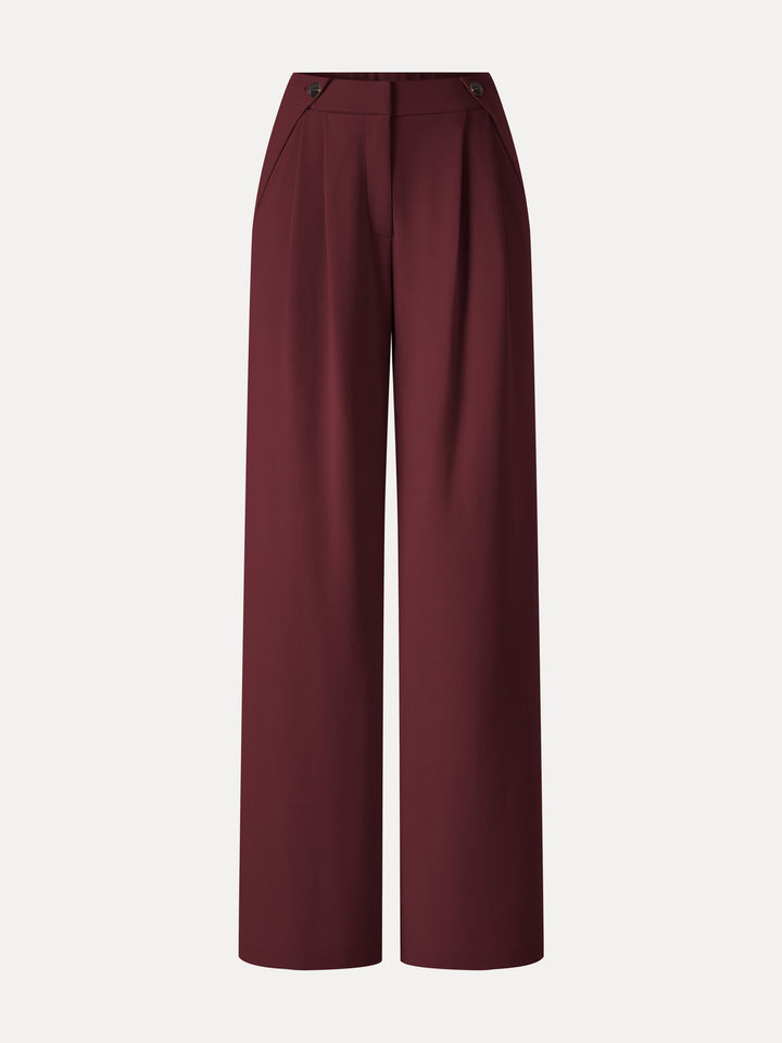 Ponte High-Rise Wide-Leg Gusset Pants with Pockets