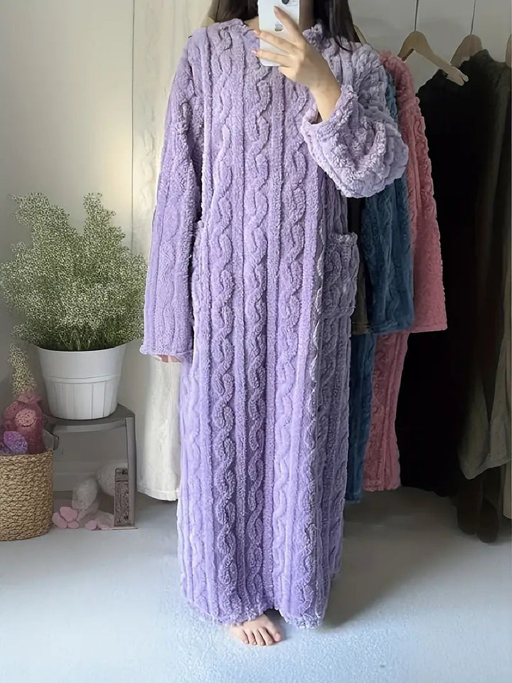 Abigail Jacquard Soft Fleece Winter Dress — styled view