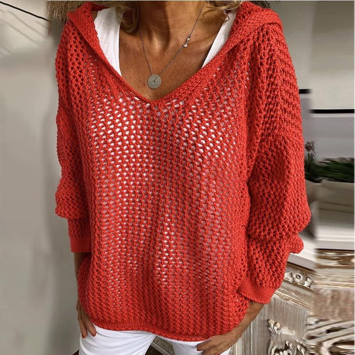 Winnifred | Women's Hooded Open Knit Crochet Sweater