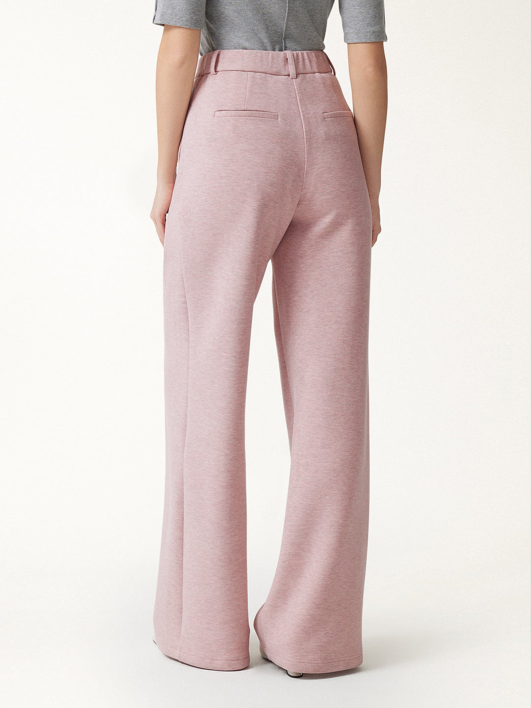 2Pcs Set FuzzLuxe Mock Neck Long Sleeve Jacket with Pockets & High-Rise Wide-Leg Tuck Pants with Welt Pockets