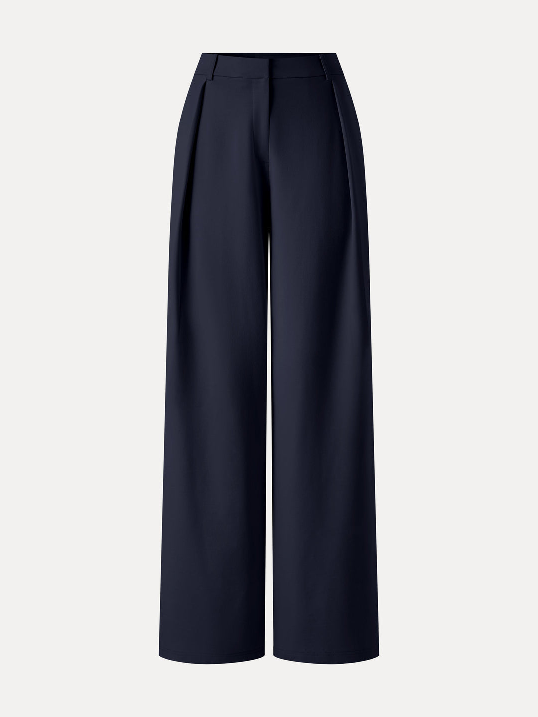Not-See-Thru High-Rise Wide-Leg Pants with Pockets