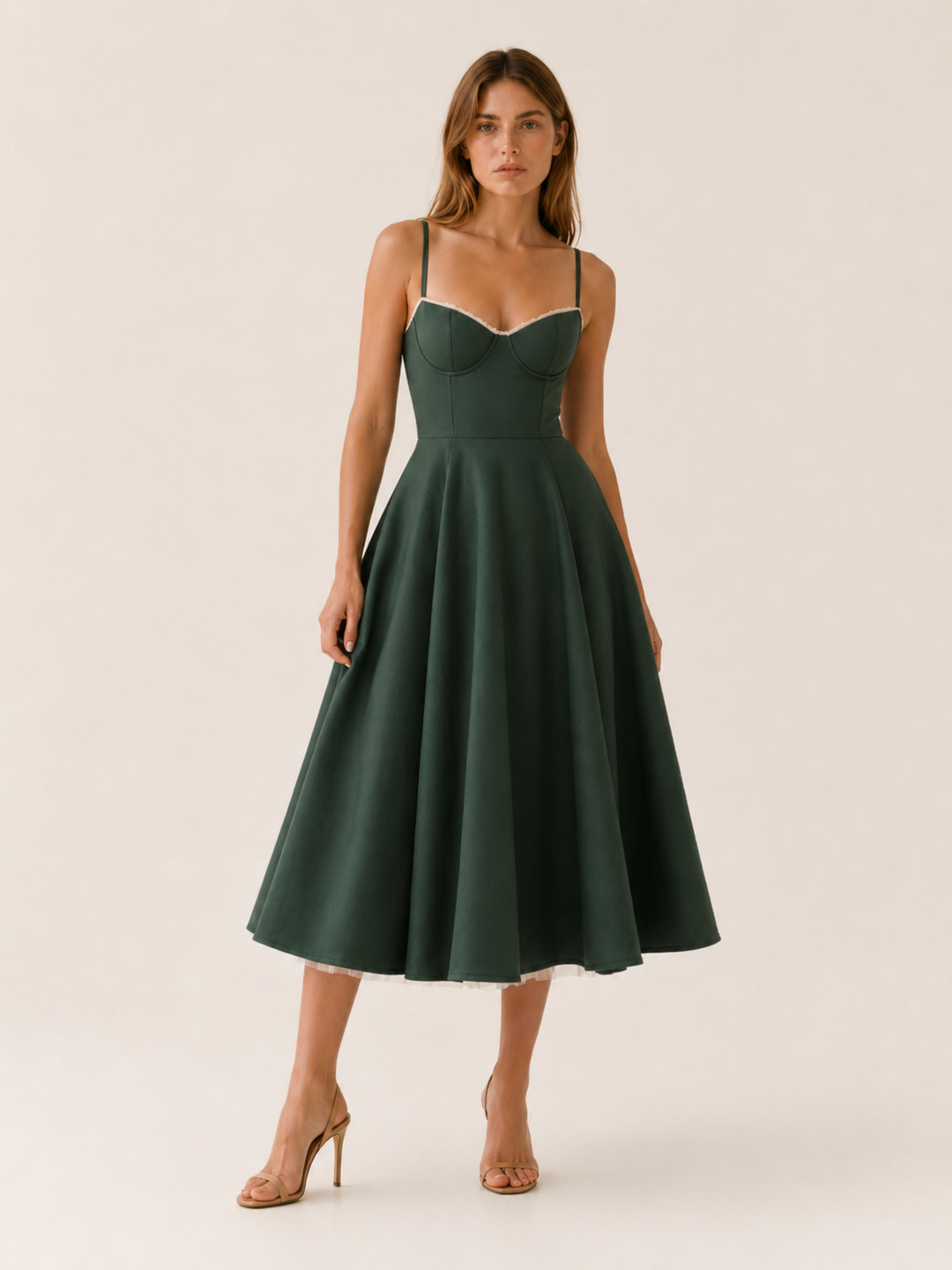 Pink Satin Corset Midi Dress with Tulle Skirt – lifestyle